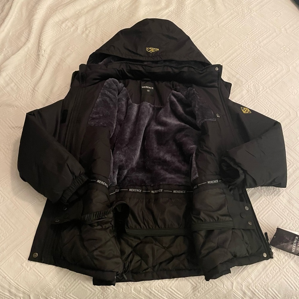 NWT Womens Merence Fur Lined Winter Snow Jacket Black